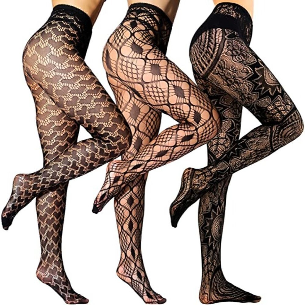 Cute Fishnet Lace Pattern Pantyhose Stockings Socks Boots Heels Anklet Dress NWT